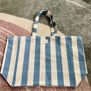 Sezane Blue and Cream Striped Tote